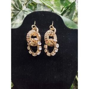 Traci Lynn Women's Gold Hoop with White Rhinestone Earrings Set